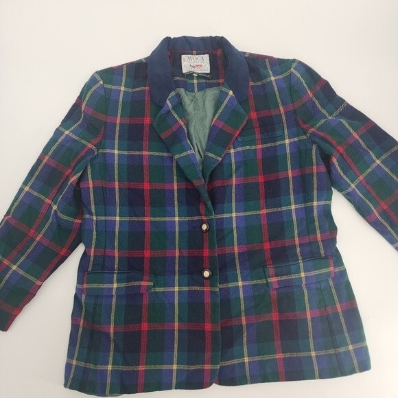 Vintage Avoca Plaid Wool Jacket Size L - Picture 1 of 7